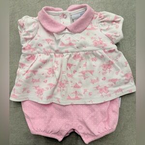 Vitamins Baby Pink & White 100% Cotton Print One Piece 3M